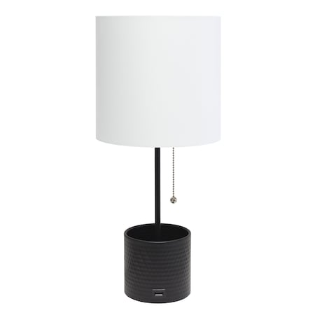 Simple Designs Organizer Lamp With USB Charging Port, Black